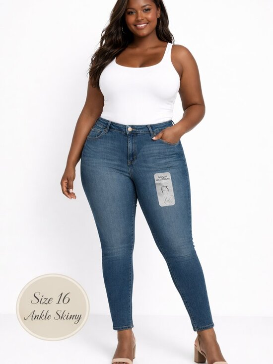 1822 Denim Size 16 Ankle Skinny Jeans NWT No Gap Waistband Stretch Mid Wash - Picture 2 of 10